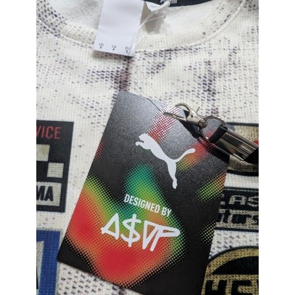 PUMA x A$AP Rocky MIA Crewneck Sweatshirt Long Sleeve Mens Warm White Size Small - Picture 4 of 7